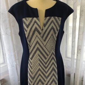 Connected apparel blue/white  dress SZ L career